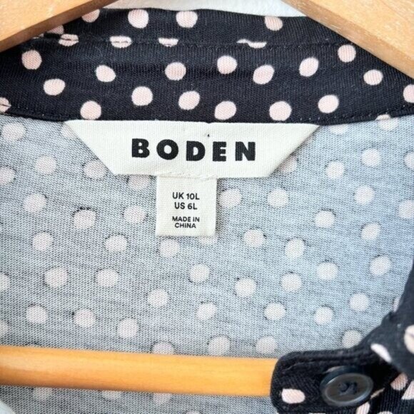 Boden Laura Jersey Midi Shirt Dress in Black Abstract Polka Dot - Picture 6 of 6